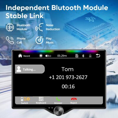 10.1" QLED Double Din Car Stereo with Wireless Carplay & Android Auto, Music Sync Luminous Bar, SWC, Bluetooth, Backup Camera, 240W, Dual Subwoofer Output, Car Radio, Navigation, FM/AM - Image 5