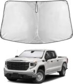 EcoNour Windshield Sunshade Compatible for Chevy Silverado/GMC Sierra 1500 2500 3500 2019-2024 2025 2026, Front Windshield Sun Shade Cover, UV Heat Protector, Car Sun Visor Interior Heat Protection