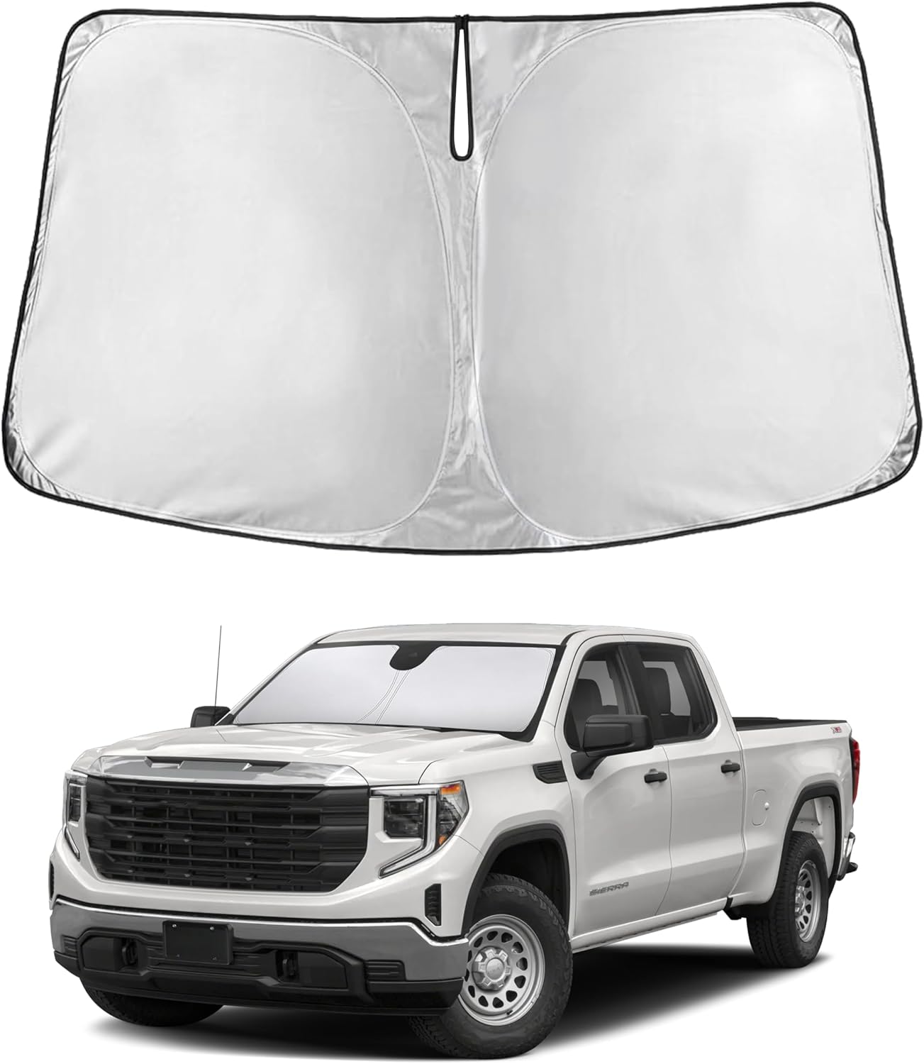 71BiSG7n80L._AC_SL1500_.jpg EcoNour Windshield Sunshade Compatible for Chevy Silverado/GMC Sierra 1500 2500 3500 2019-2024 2025 2026, Front Windshield Sun Shade Cover, UV Heat Protector, Car Sun Visor Interior Heat Protection - Image 1