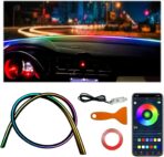 Acrylic Interior Car LED Strip Light with Motion-Activated Switch, 55.1" Neon Ambient Light, RGB Colors, APP/Touch Control, Music Sync