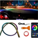 Acrylic Interior Car LED Strip Light with Motion-Activated Switch, 55.1" Neon Ambient Light, RGB Colors, APP/Touch Control, Music Sync