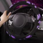 Car Pass Purple Butterfly Steering Wheel Covers, 14.5" to 15.5" Car Wheel Cover Universal Fit for Suvs, Small Trucks, Sedans, Cars for Cute Women Girly (Black and Purple) - Image 4