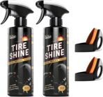 Ceramic Tire Shine Spray — High-Gloss Wet Look Tire Coating with Ultra-Dense Nylon Brush Applicator, UV Protection, Long-Lasting Shine for Car Truck RV Motorcycle (16 Fl Oz)
