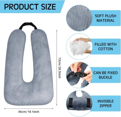 Barydat 2 Pcs Car Travel Pillow for the Back Seat 28 x 18 in Sleeping Reading Pillows for Long Distance Travel Car Cushion for Kids Adults Head and Body Support U Shaped Pad for Travel(Gray, Blue) - Image 2