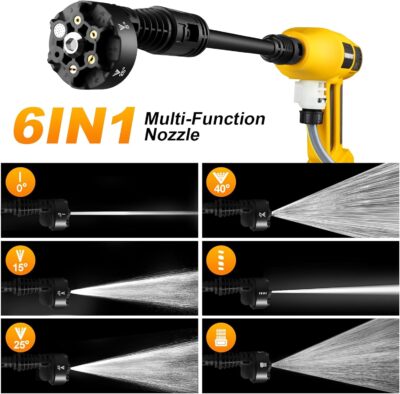 Cordless Pressure Washer with Faucet & Garden Hose Connector, 2 X 5.0AH Batteries, 2000PSI MAX Portable Pressure Washer with Brushless Motor, 4 Speed Adjustment LCD Touch Screen, 6-in-1 Nozzle - Image 9