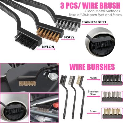 Viewsun Windshield Cleaner Tool, 17Pcs Pink Car Interior Cleaning Kit, Detailing Kit Cleaner, Detailing Brush, Cleaning Gel, Inside Cleaning Supplies Accessories for Women Girl Gift - Image 7