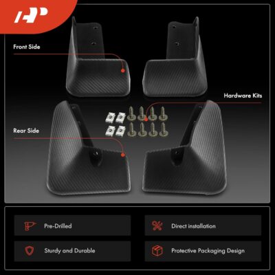 A-Premium Set of 4PCS Mud Flaps Splash Guards Mudguards Mudflaps with Hardware Accessories Compatible with BMW i3, 2014-2020, Hatchback Only, 4-Door, Front and Rear (Driver & Passenger Sides) - Image 3