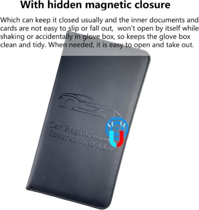 Black Car Registration and Insurance Holder with Magnetic Closure for Glove Box Organizers Car Document Holder Car Document Organizer Car Glove Box Organizer - Image 3