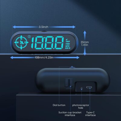 G9 Heads Up Display for Car Smart Speedometer HUD Shows Speed, Time, Trip Distance/Duration, 0-100km/h Time Direction with 7 Adjustable Color Modes. - Image 7