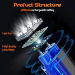 6 LED Bright Bike Lights with Adjustable Mount, 2000LM Bike Front Light, Rechargeable Bicycle Headlight, Ipx-6 Waterproof Bike Headlight, Mountain Road Bike Accessories Fit All Bikes - Image 5