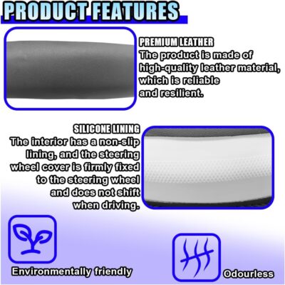 14.5"-15" Car Steering Wheel Cover, Microfiber Leather Breathable Wheel Cover, Anti-Slip Lining Steering Wheel Covers, Car Accessories Interior Decoration for Women Men (Coffee) - Image 3