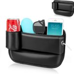 Car Seat Gap Filler Organizer, Universal PU Leather Car Seat Organizer with Cup Holder, Seat Gap Filler Storage Bag for Glasses, Phones, Keys, Cards and Small Items