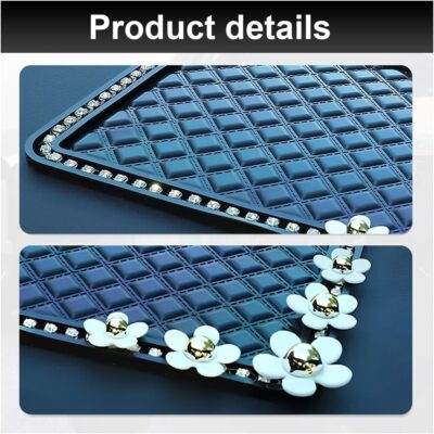 Bling Daisy Car Dashboard Anti-Slip Mat, Rhinestone Auto Dash Phone Hold Sticky Pad, 10.4'' × 5.9'' Vehicle Strong Gripping Mat for Keychain, Sun Glass and Electronic Device (Diamond/Daisy) - Image 3