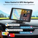 Carplay Screen for Car, 7'' Wireless CarPlay & Android Auto- Upgrade Portable Touchscreen with Bluetooth, Mirror Link, Voice Control, Hands-Free Calling Car Play Screen Stereo for All Vehicles - Image 3