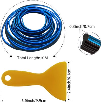 Car Interior Trim Strips,Universal 33ft Car Electroplating Decoration Styling Door Dashboard, Flexible Interior Trim Accessories with Installing Tool(Blue) - Image 2