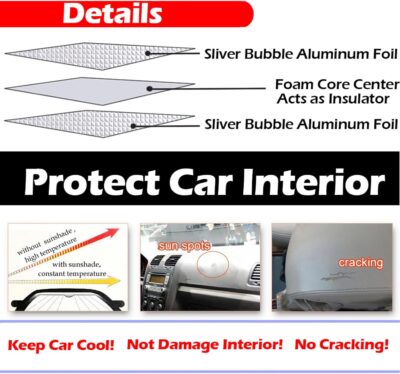 Big Hippo Car Windshield Sun Shade-Jumbo/Standard Car Window Shades Keeps Vehicle Cool-Front UV Ray Protector Sunshade-Easy to Use Sun Shade-Silver(55.16"X 27.5") - Image 5