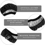 Bling Car Steering Wheel Cover, 15 Inch Sparkly Rhinestone Soft Leather Steering Wheel Protector, Non-Slip Universal Auto Elastic Steering Wheel Covers for Women Girls (Black) - Image 3