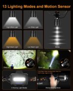 SKYFIRE Rechargeable Headlamp 3000 Lumens Motion Sensor, LED Super Bright Head lamp with 7500mAh Battery, Zoomable 13 Modes 90° Adjustable Waterproof Head Light for Running Cycling Camping Hiking - Image 4
