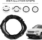 Bling Car Steering Wheel Cover, 15 Inch Sparkly Rhinestone Soft Leather Steering Wheel Protector, Non-Slip Universal Auto Elastic Steering Wheel Covers for Women Girls (Black) - Image 5