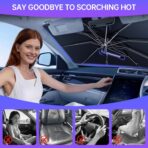 [2026 Upgrade] Windshield Sun Shade Umbrella, Scratch-Free Car Sunshade for SUVs, Foldable Automotive Interior Sun Protection | Highly UV Block Coating Auto Heat Shield Accessories(XX-Large) - Image 6