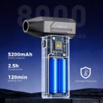 Compressed Air Duster,130000RPM Electric Air Duster Brushless Motor with Adjustable Stepless Speed, Fast Charging Rechargeable Cordless Air Blower for PC,Car,Keyboard,Pet,Home & Outdoor - Image 5