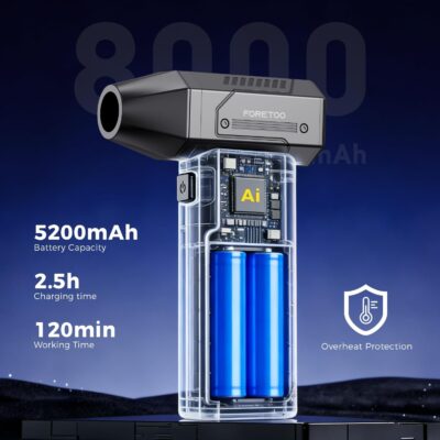 Compressed Air Duster,130000RPM Electric Air Duster Brushless Motor with Adjustable Stepless Speed, Fast Charging Rechargeable Cordless Air Blower for PC,Car,Keyboard,Pet,Home & Outdoor - Image 5