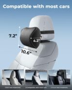 Aukee Car Headrest Pillow Memory Foam Car Neck Pillow with Adjustable Strap Soft Leather Headrest for Driving Home Office Black (1PC) - Image 4