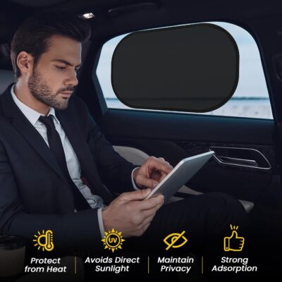 4 Pack Car Window Shade - 20″ × 12″ Car Side Window Covers for Baby, Cars Window Sun Shade, Glare Shield and UV Rays Protection for Your Child, Mesh Window Shades for Baby - Image 6