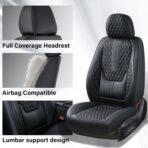 Coverado Car Seat Covers Full Set, Black Seat Covers for Car with Lumbar Support, Nappa Leather Seat Covers Waterproof Car Seat Protectors Universal Fit for Most Cars SUV Trucks - Image 3