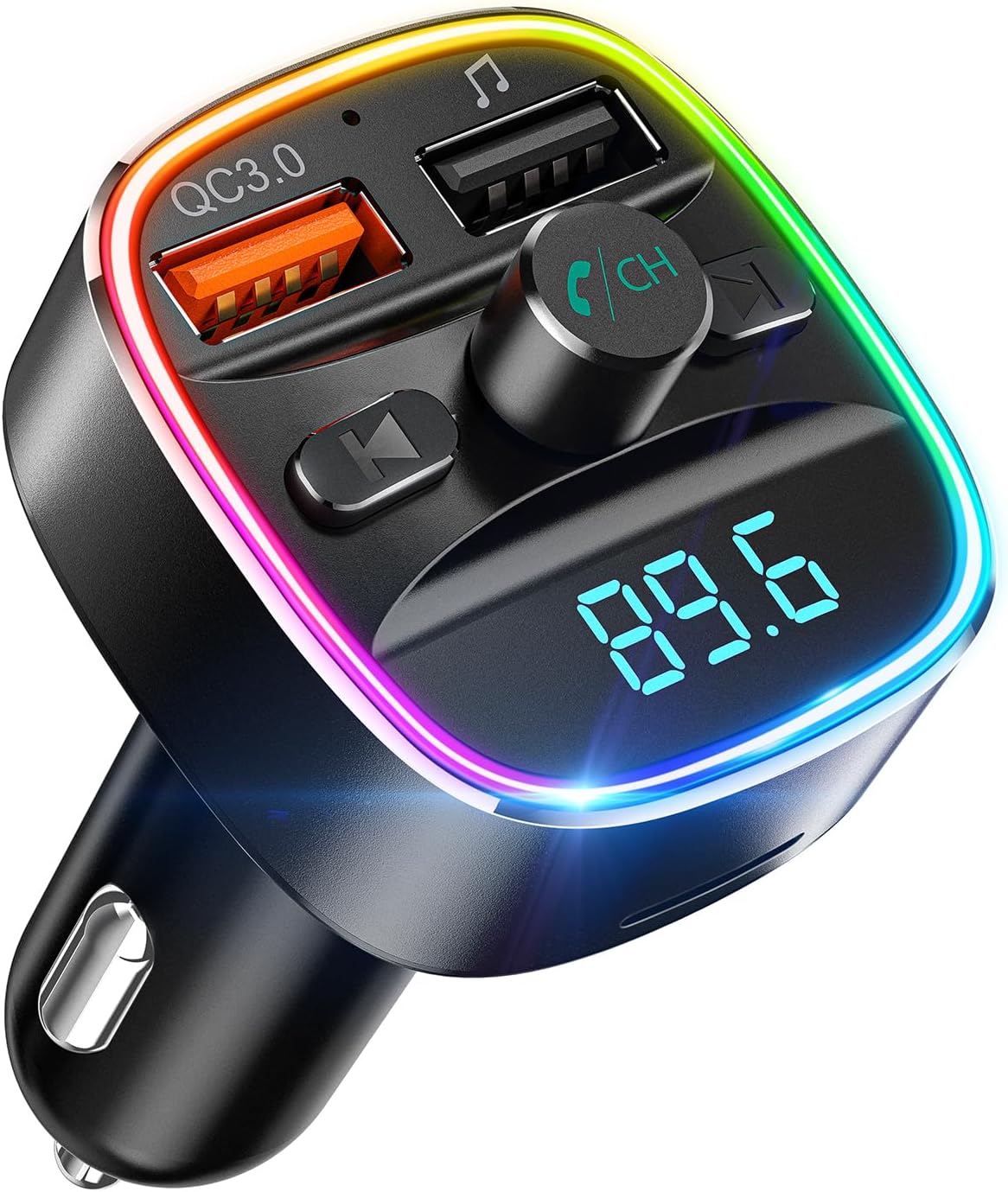 71CEKk1eLjL._AC_SL1500_.jpg Nulaxy Bluetooth FM Transmitter, Bluetooth Car Adapter with Dual USB Charger Wireless Radio Car Kit MP3 Player Support TF Card & USB Disk, Hands-Free Calling, 7 Colors Led Backlit Light, Black - Image 1