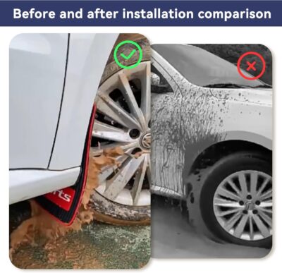 4PCS Car Mud Flaps, Soft Flexible Bendable Rubber Vehicle Mudguard Splash Guard with Hardware Tool, Car Mud Guard Dirty Fenders Replacement, Universal Auto Exterior Accessories (Black) - Image 3