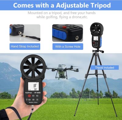 HoldPeak Handheld Anemometer Bluetooth with Tripod, Digital Wind Speed Gauge Meter, Air Flow Velocity Temperature CFM Measuring Device for HVAC Outdoor Sailing Shooting Golf, 866B-APP - Image 3
