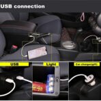 YJYWZH Armrest Box for Honda Fit Jazz 2002-2008 Car Arm Rest Seat Center Storage Box Consoles Double Layer with 3 USB Ports (Black with Black Thread) - Image 2