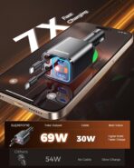 SUPERONE Retractable Car Charger, 69W Car Charger Adapter for iPhone 17 USB C Charger Fast Charging with Starry Light, Car Accessories Compatible with iPhone 17/16/15/14/13/12, iPad, Android, Pixel - Image 3