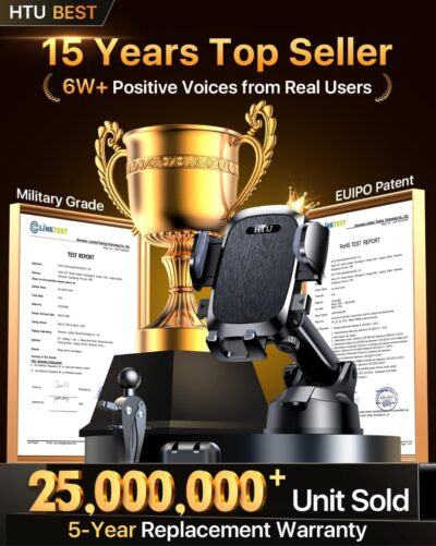 HTU 【98+LBS Strongest Suction & Military-Grade】 Ultimate Car Phone Mount【Patent & Safety Certs】 Cell Phone Holder Truck Stand for Dashboard Windshield Vent for iPhone 17 Pro Max 16 15 Samsung (Black) - Image 8