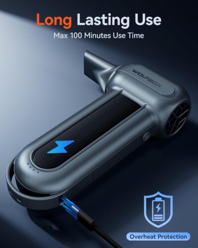 WOLFBOX MF100 Electric Air Duster-150000RPM Super Power Cordless Air Duster, Rechargeable Brushless Motor Durable Blower, 3-Gear Adjustable Dust Blower for Computer, Keyboard, Outdoor, House and Car - Image 8