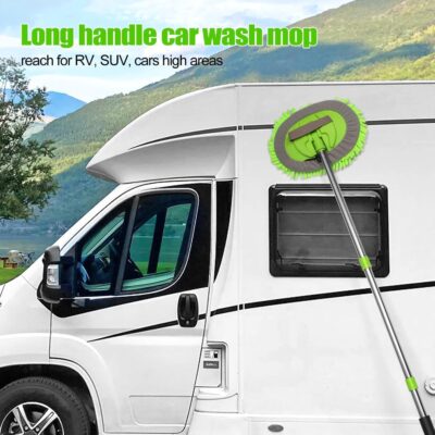 62'' Car Wash Brush with Long Handle Car Wash Mop Mitt Chenille Car Cleaning Kits Windshield Window Squeegee Car Duster Microfiber Towel Gloves for Cars RV SUV Truck 11PCS - Image 3