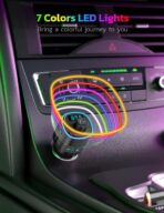 Nulaxy Bluetooth FM Transmitter, QC3.0 Fast Charge Bluetooth Car Adapter, Wireless Radio Car Kit with 7 Color LED Backlit, USB Flash Drive, microSD Card, Glossy Black - Image 6