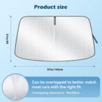 Car Windshield Sun Shade, 300T Thickened Car Window Shades Heat Reflective Interior Cool, Universal Fit for Most Cars SUVs Trucks, Foldable & Portable Design (L (57" × 31")) - Image 2