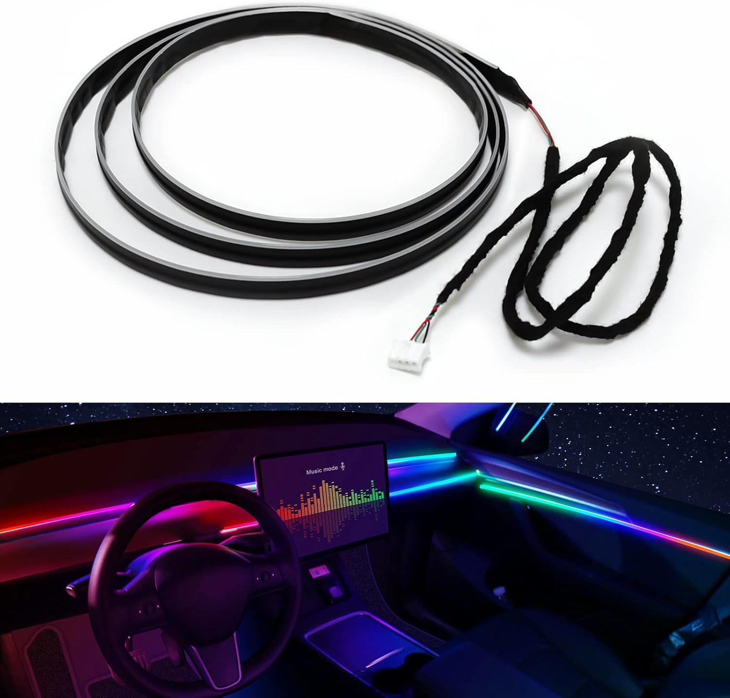 71CcOMi6TAL._AC_SL1500_.jpg Dreamcolor Acrylic Interior Car LED Strip Light 29.5-inch, Fits Dreamcolor Main & Sub-Controllers - Image 1