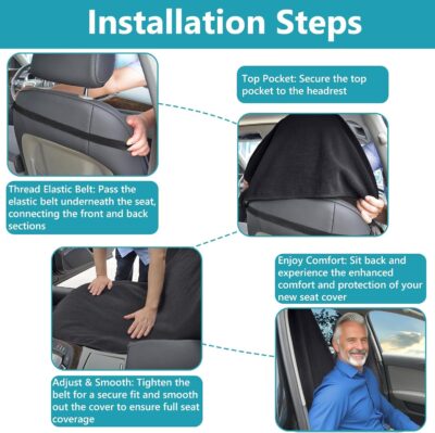 Car Seat Covers Universal Car Protective Front Seat Covers Washable Non-Slip Seat Protectors for Gym Workouts,Waterproof and Sweatproof Towel Seat Covers for Cars,Trucks, Jeeps (2 Pack Black) - Image 9
