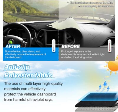 Sonata Dash Cover - Dashboard Cover for Hyundai Sonata 2011 2012 2013 2014 Accessories Suede Dash Mat for Sonata Anti-Glare and Sun Protection Back - Image 6