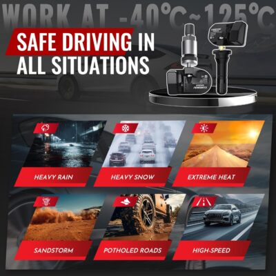 315Mhz Pre-Programmed TPMS Sensor, 4 Pack Tire Pressure Monitoring Sensor fit for Ford F150 Escape Explorer Ranger Transit, Lincoln Aviator Corsair, Replace JX7Z1A189C - 4 Replaceable Valve Stems - Image 8