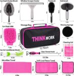 THINKWORK Pink Car Detailing Cleaning Kit, Car Wash Kit, Car Accessories for Women Suitable for Small and Medium Vehicles Such As Cars, Trucks, Suvs(17pcs) - Image 7