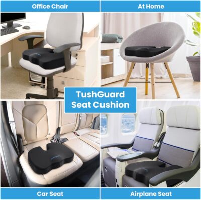 TushGuard Seat Cushion for Office Chair Memory Foam Non-Slip Cushion Back, Relief Chair Pad, Butt Pillow for Office Chair, Car, Computer Desk, Black - Image 7