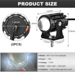 2PCS Motorcycle LED Driving Fog Lights, Super Bright White/Amber Motor Auxiliary LED Spotlights with 2 Switch, Waterproof Aux Motorcycle Headlight for Car Truck ATV Tractor (8-80v) - Image 2