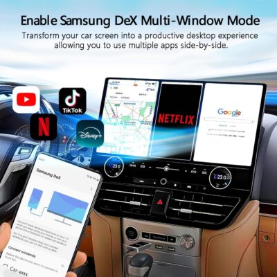 Wireless CarPlay Adapter with Wired DP Video Streaming for Net-Flix YouTube TikTok, Screen Mirroring for iOS & Android, Voice Control Navigation Music Calls, Compatible with Wired CarPlay Gray - Image 6