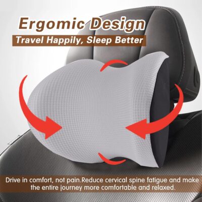 SPRFUFLY Cozy Car Headrest Pillow, Car Pillow for Driving with Adjustable Strap, Breathable Removable Cover & Ergonomic Design - Softness Travel Car Neck Pillow(Moonlight Silver, 1PC) - Image 7