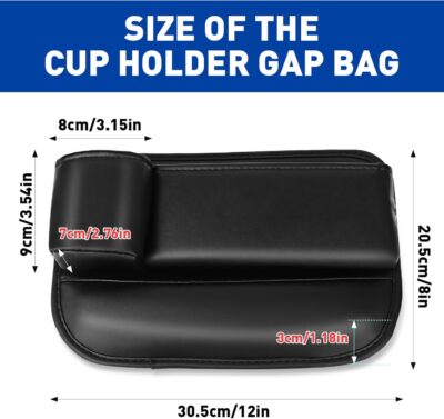 Car Seat Gap Filler Organizer, Universal PU Leather Car Seat Organizer with Cup Holder, Seat Gap Filler Storage Bag for Glasses, Phones, Keys, Cards and Small Items - Image 7