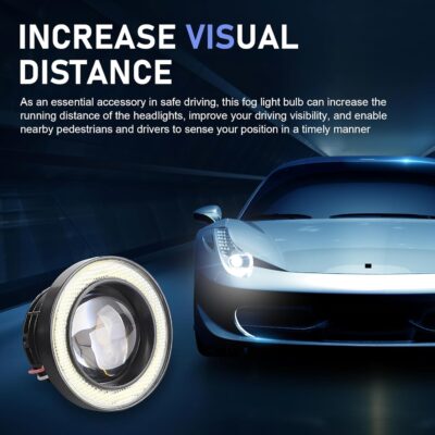 2 PCS Car Angel Eye LED Fog Light, Super Bright Len Spotlight with 3" COB Aperture, Waterproof Anti-vibration Fish Eye Bulb Assembly, Universal Modified Daytime Running Light for Cars (White) - Image 7